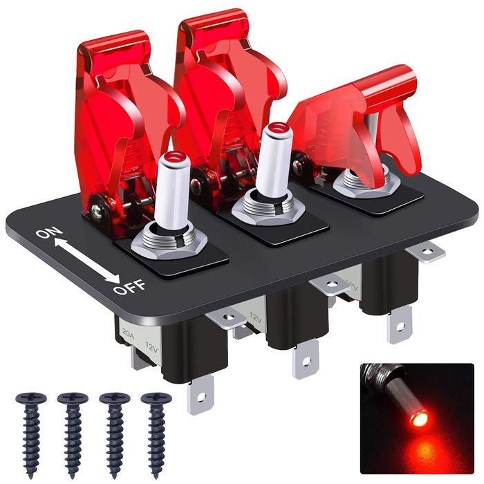 Rocker Switch 3 Gang 12V 20A Red ON/OFF 2Pin