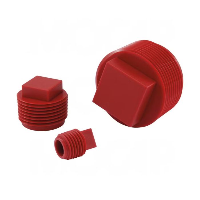 1/2" NPT Square Red HDPE Tapered Thread Pipe Plug
