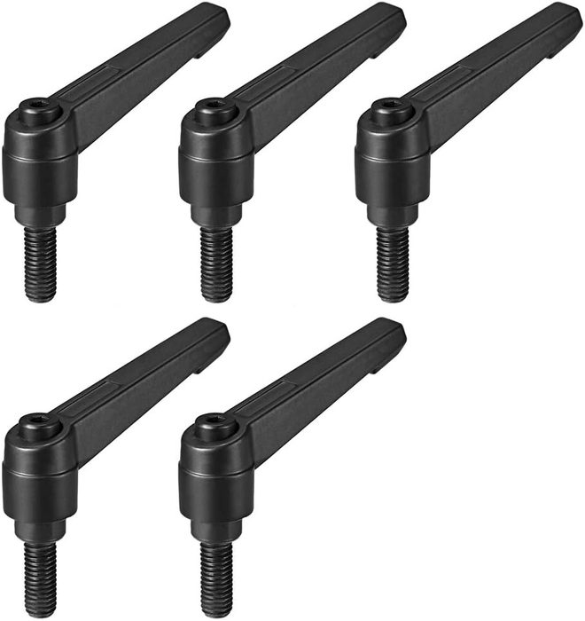 Adjustable Clamping Lever Handle M8 x 16mm Metric Black Oxide Carbon Steel Male Threaded Stud