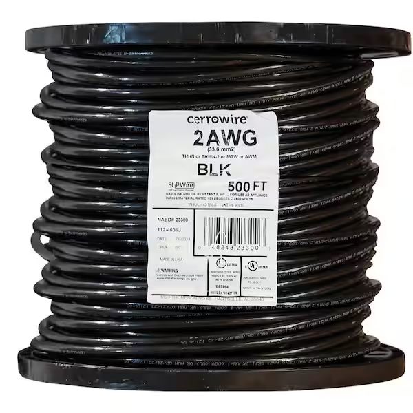 #2 THHN Black Wire