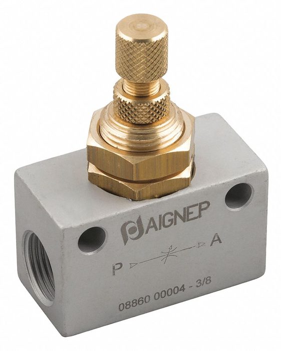 Right Angle Flow Control, Needle Valve, Screwdriver Adjust, 14mm Tube