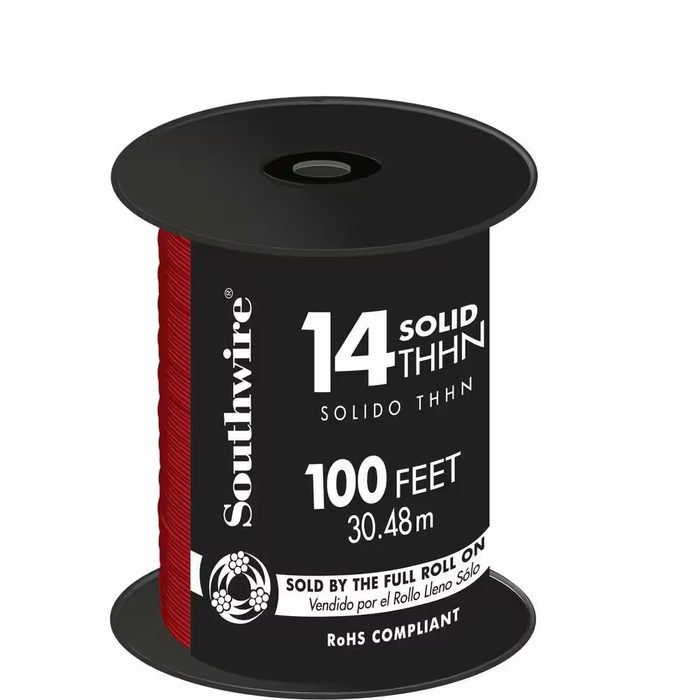 14 Gauge THHN Red Solid Wire, 100 ft. (3 rolls)