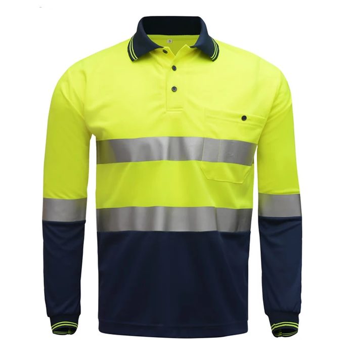 Hi Vis Reflective Safety Long Sleeve Polo-Shirt