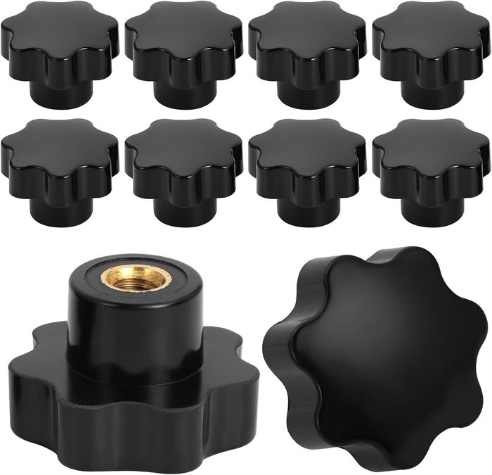 Black Plastic Star Knobs with Threaded Stud