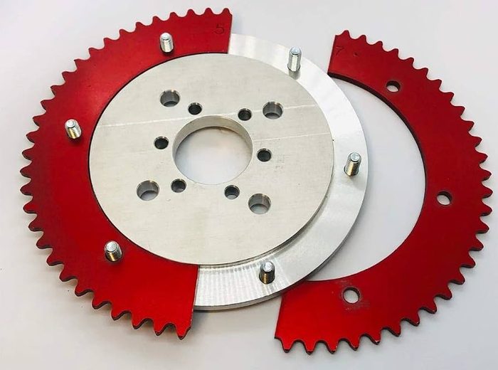 Split Aluminum Sprockets 53T Red For #35 Pitch Chain