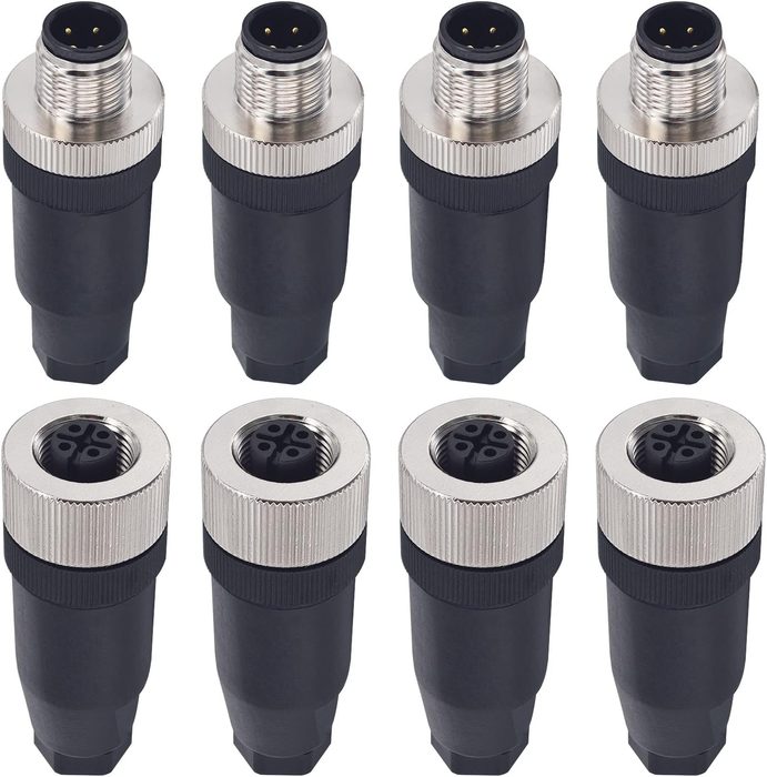 Metal Circular Sensor Bulkhead Wire Waterproof IP68 Moulded Cable M12 Connector