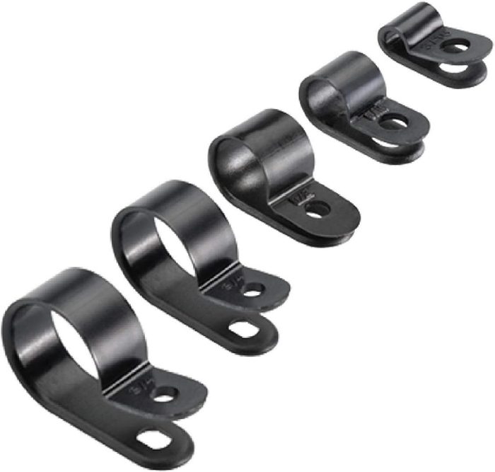 Black Nylon P Clips for Conduit, Cable, Tubing & Sleeving