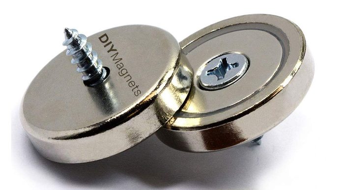 Strong Round Base Neodymium Pot Magnets, 70+ LB Strength, Countersunk Hole