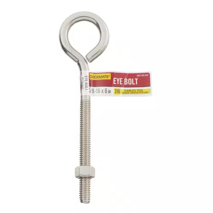 Eye Bolt With Nut, 3/8in-16 X 6in