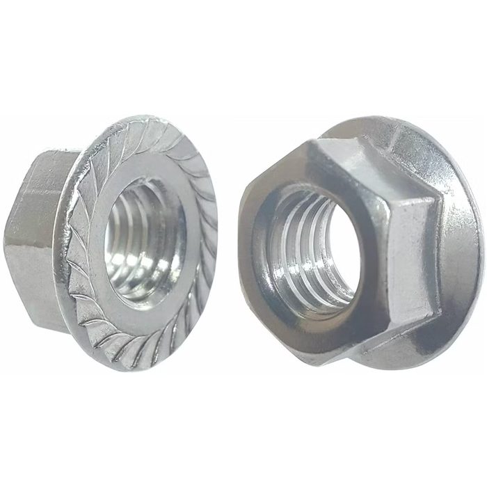 1/4"-20 Zinc Finish Case Hardened Serrated Flange Nut