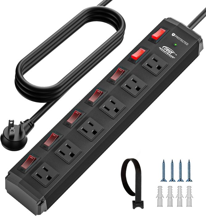 7 Outlet Surge Protector with Individual Switches