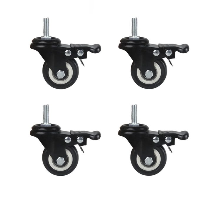 1.5 Inch Heavy Duty Swivel Casters with Brake and M8 Threaded Stem