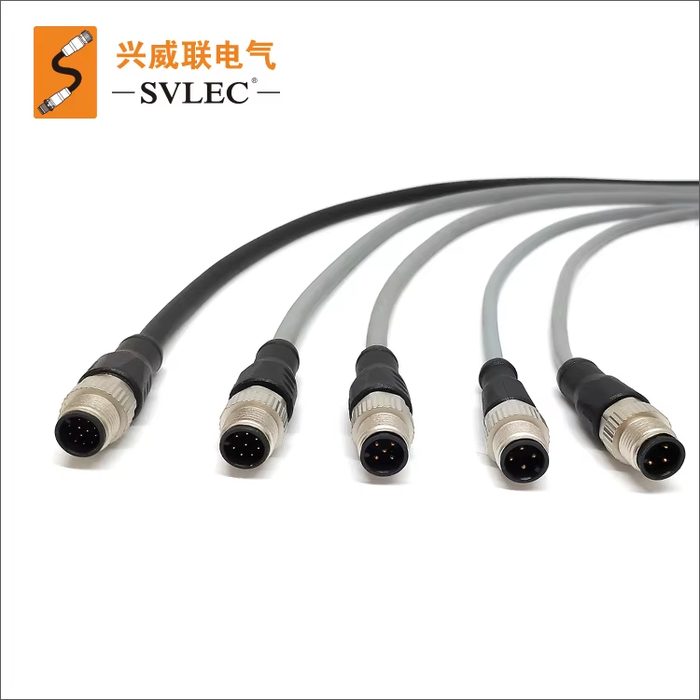 M12 3 Pin Connector, Gray Cable, 3 Meter