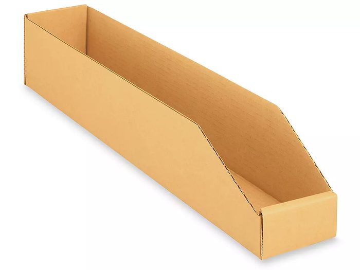 Corrugated Parts Bins, Kraft, 4 x 24 x 4 1/2"