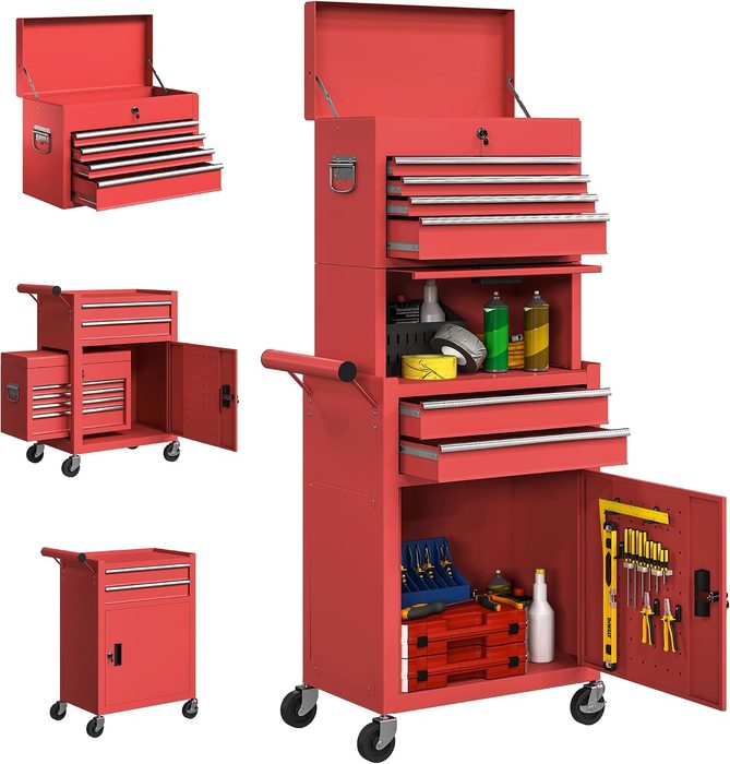 23.5" W 6 Drawer Combination Set Workshop Rolling Tool Cabinet