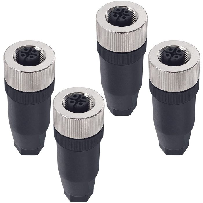 M12 4-Pin Female Circular Aviation Connector Plug
