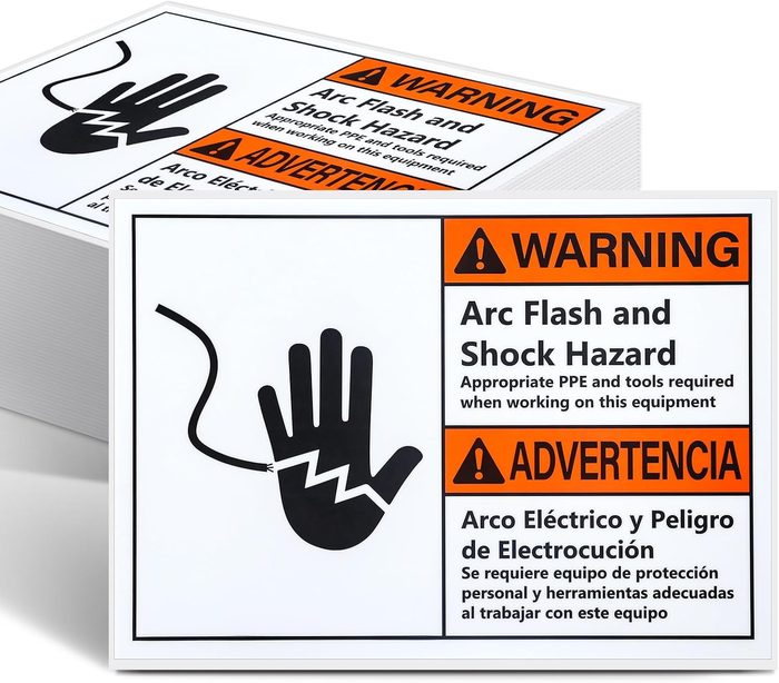 Warning Arc Flash and Shock Hazard Label, 3-1/2" x 5"