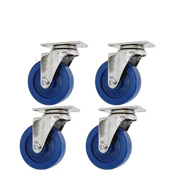 Stainless Steel Swivel Casters, 4"x1.25", Blue Solid