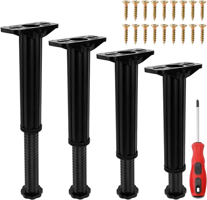 Black Plastic Adjustable Furniture Legs Replacement Feet Toe Kicks