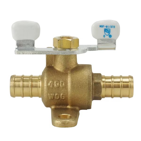 1/2 in. Brass PEX Barb Ball Valve with Tee Handle and Mounting Pad