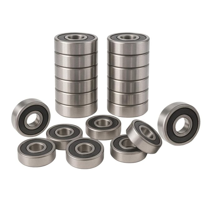 608 2RS Ball Bearings – Bearing Steel and Double Rubber Sealed Miniature Deep Groove Ball Bearings (8mm x 22mm x 7mm)