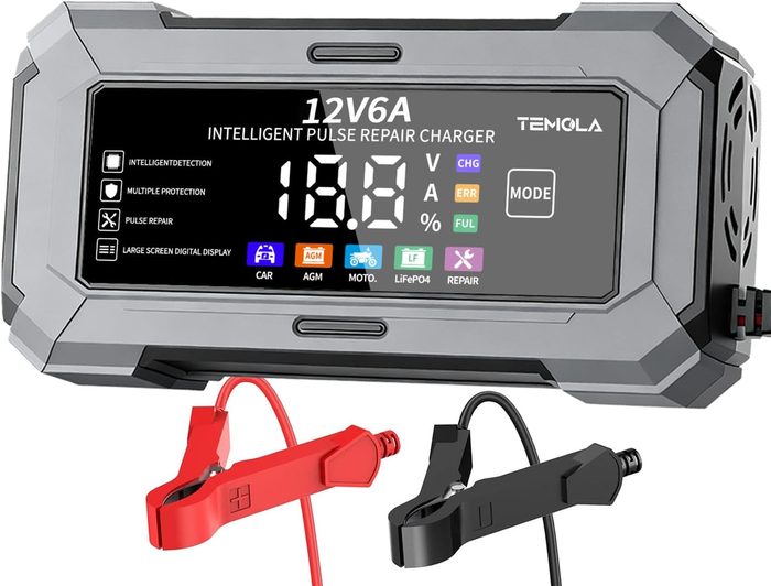 Car Battery Charger Automatic Trickle Charger and Battery Maintainer with Pulse Repair Digital Display Trickle Charger for Car Battery 12V6A Auto Battery Charger for AGM Motorcycle LiFePO4 Batteries