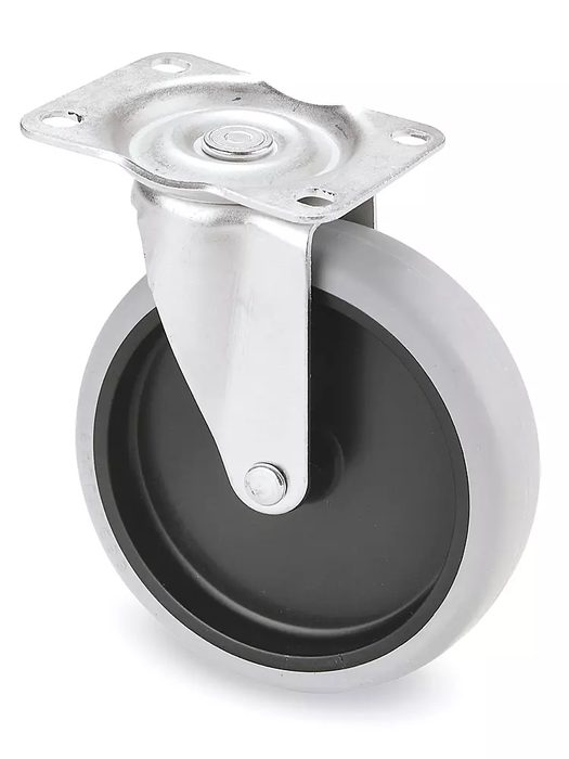 Non-Marking Rubber Caster - Swivel, 5 x 15/16"