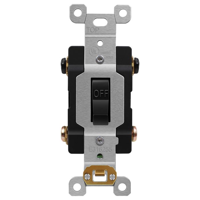 20A 125/227 AC SPDT Black Industrial Bat Toggle Switch