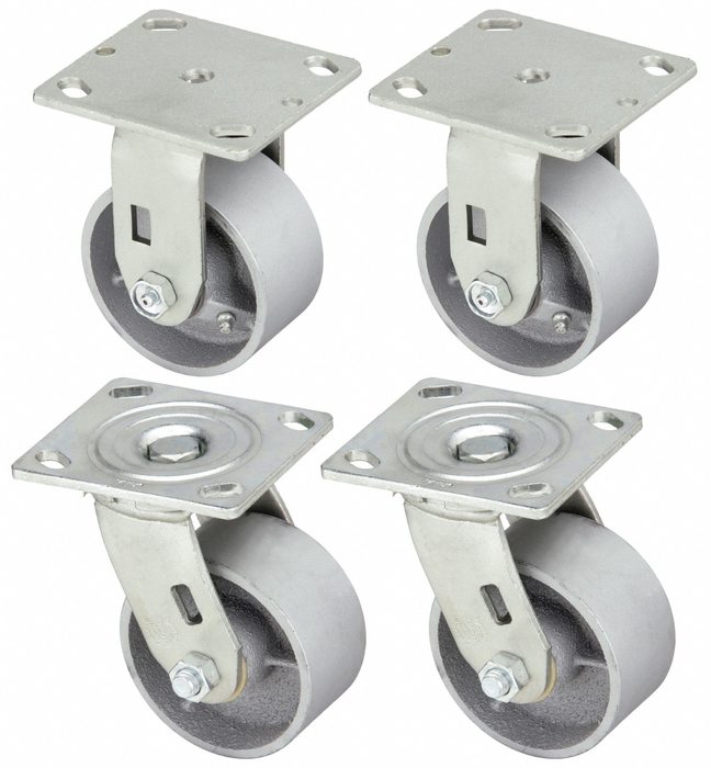 Rigid/Swivel, No Brake, Plate Casters