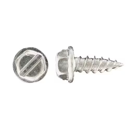 #8-18 x 1-1/2 Slotted Indented Hex Washer Self Tapping Screw Type B, Fully Threaded