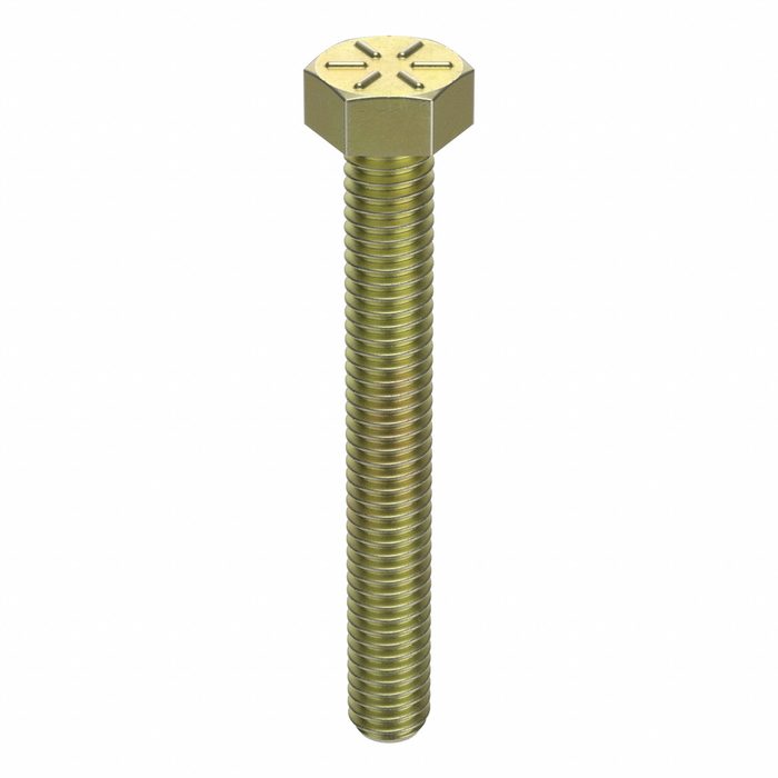 Hex Head Tap Bolt, Grade 8, 1 inch-8, Zinc Yellow Steel, 3-1/2 inch L