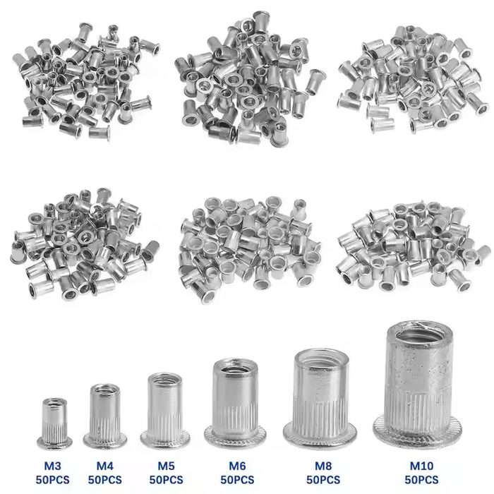 Flat Head Metric Rivet Nut Threaded Inserts Nutsert Countersunk Head Splied M5 M6 M8 Riveting Nut