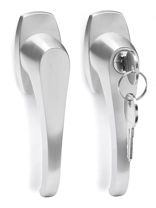 Brushed Nickel Handles with Keys for Storage Cabinets - Keyed Alike