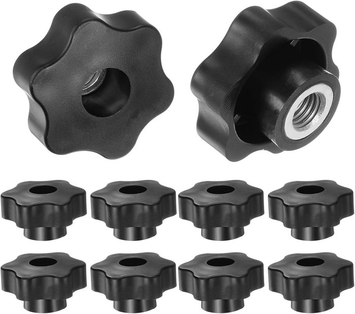 Star Knobs M12 Female Thread 48mm Head Plastic Through Hole Brass Screw-in Clamping Handles