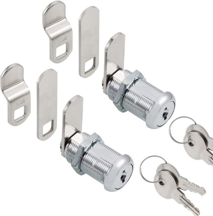 Cabinet Cam Lock, Keyed Alike, 1-1/8 inch Cylinder, Chrome Finish