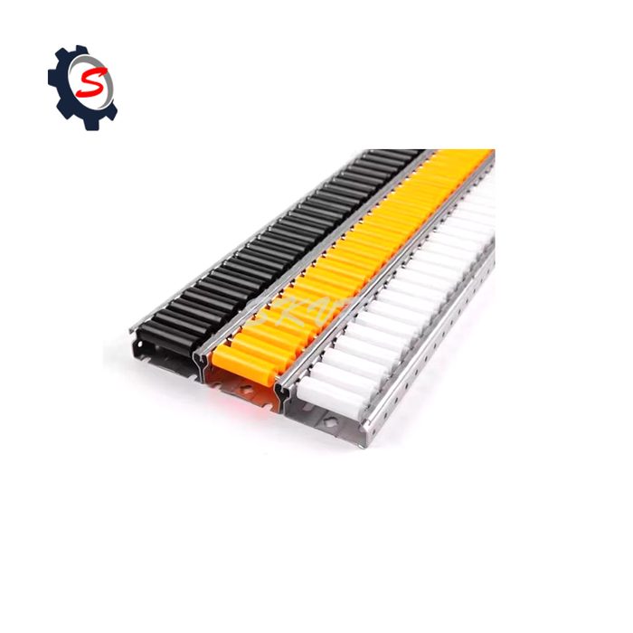 Roller Track Flow Rail Gravity Conveyor with Flange Wheels, 35 mm Width, 50 mm Pitch