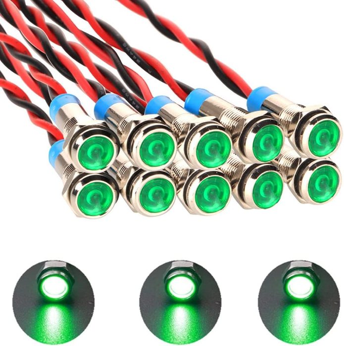 6mm 110V-220VAC LED Metal Indicator Light 10 Pcs