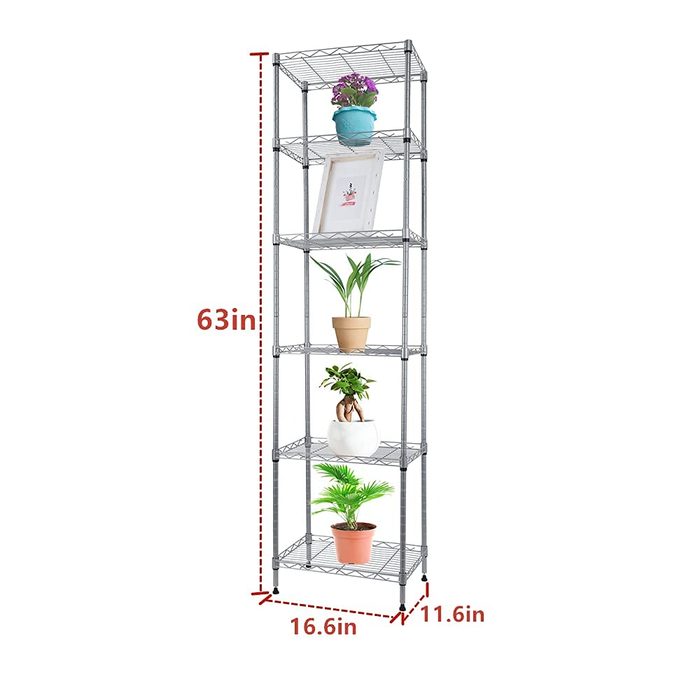 6 Wire Shelving Steel Storage Rack Adjustable