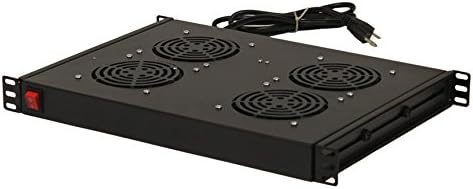 Rack Cabinet Mounted Server 4 Fan Unit Cooling System with 4 Fans 110V Blk 1U