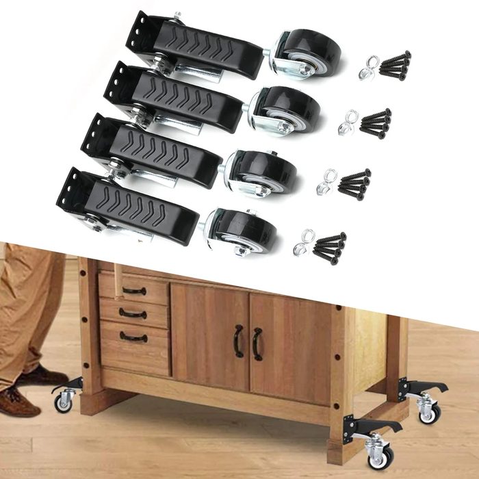 Heavy Duty 440 LBS Workbench Casters Kit Retractable