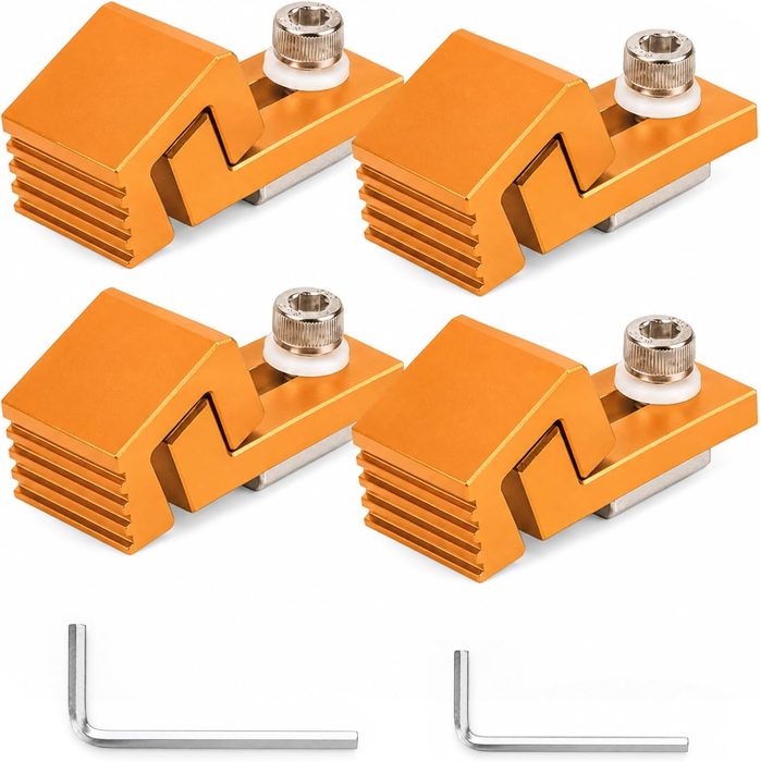 CNC Clamps, Aluminum Hold Down Clamps for Woodworking, Low Profile Side Clamps, Compatible with 3018 CNC Router, T-Track & Perforated Table, 4PCS