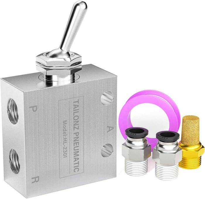 1/8" NPTF x 107mmL Aluminum 2-Position Normally Directional Control Pneumatic Valve