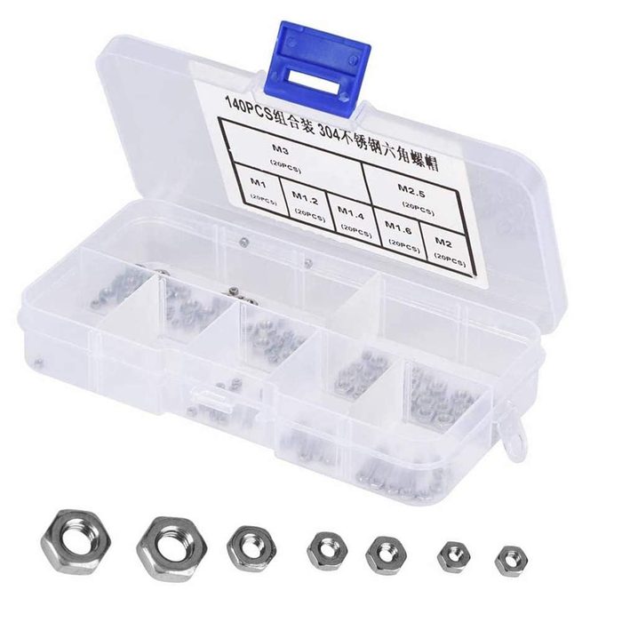Hex Nuts M1/M1.2/M1.4/M1.6/M2/M2.5/M3 Stainless Steel Hexagonal Nuts Thread Fastener