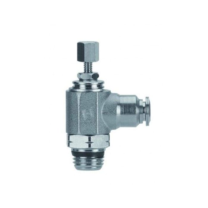 Right Angle Flow Control, Meter Out, Knob Adjust, Universal Male Thread