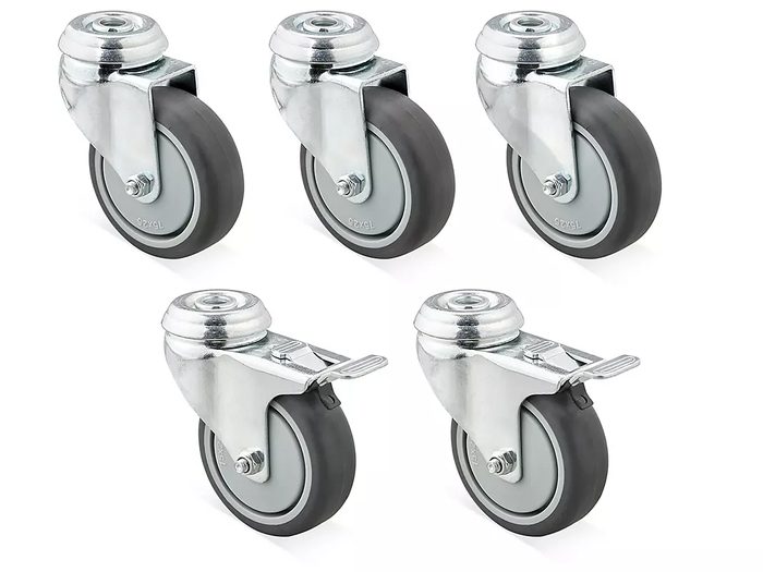 Caster Set for Polyurethane Mobile Shop Stool with Tool Tray