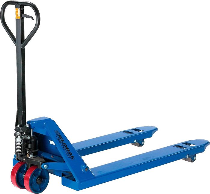 Low Profile Pallet Jack Truck with 27" W x 48" L Forks, 4500 Lb. Capacity, Manual Duty Truck