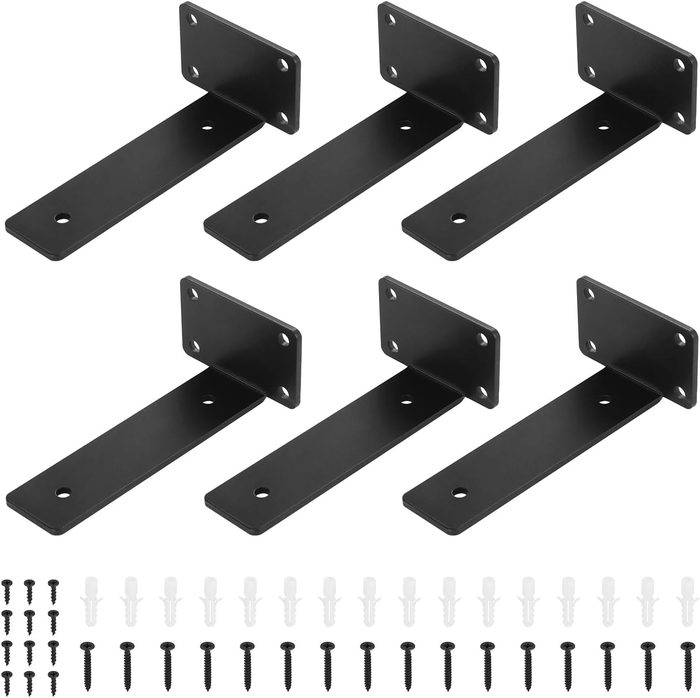 Heavy Duty Black Metal Shelf Brackets for Wall Mounted Shelves