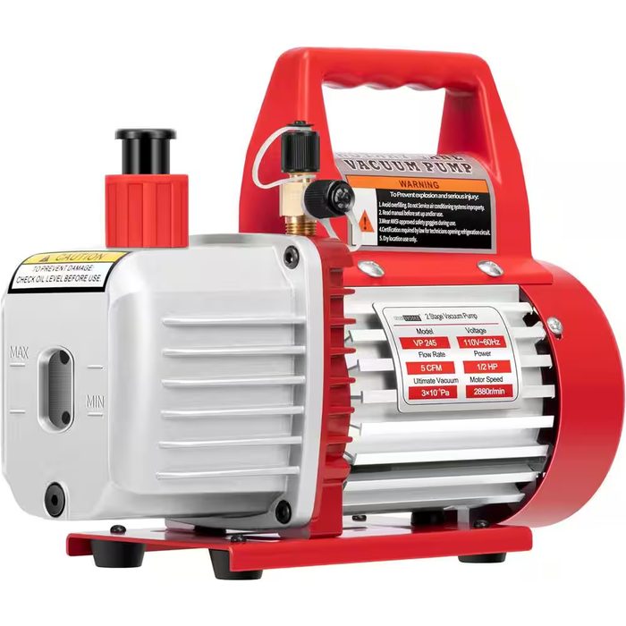 110-Volt 1/2 HP 5 CFM Dual Stage Rotary Vane HVAC Air Vacuum Pump