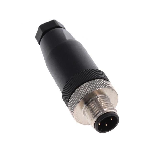 4 Position M12 Circular Connector Plug, Male Pins