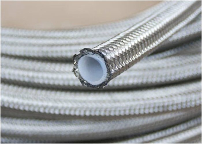 PTFE Hose Silver Stainless Steel Cover
